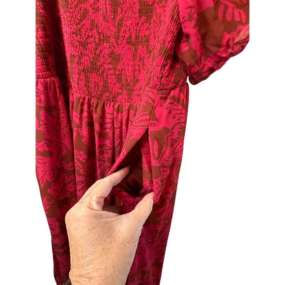 Torrid Pink and Brown Chiffon Floral Tea Length Dress - Size 2X - Picture 10 of 12